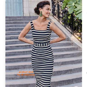 Boden Dorothea Ottoman striped belted dress